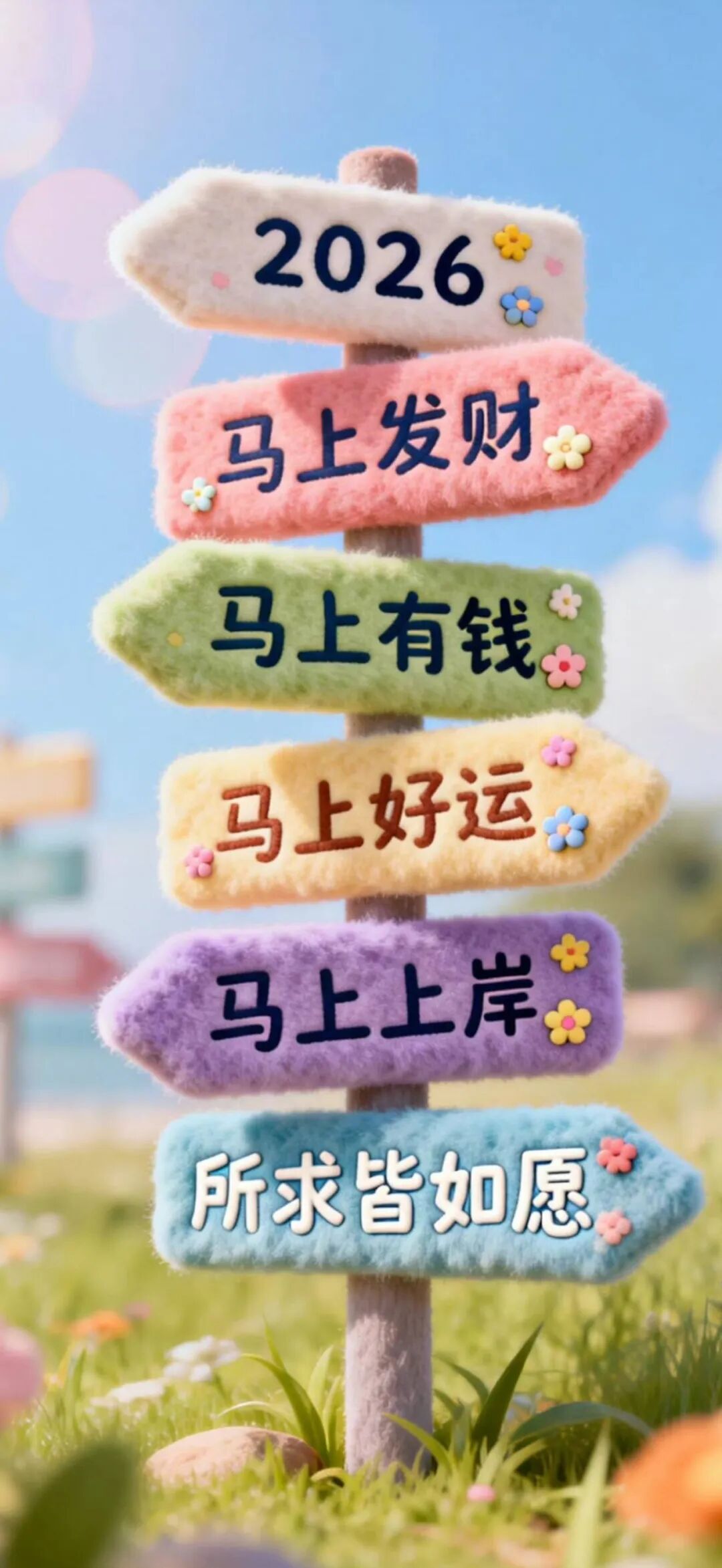 新年壁纸合集【三】：羊毛毡路牌文字壁纸