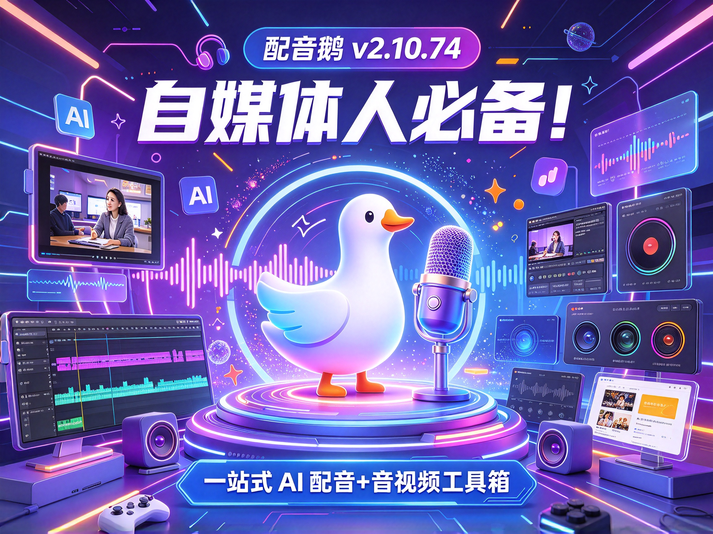配音鹅v2.10.74，自媒体人必备！一站式AI配音+音视频工具箱